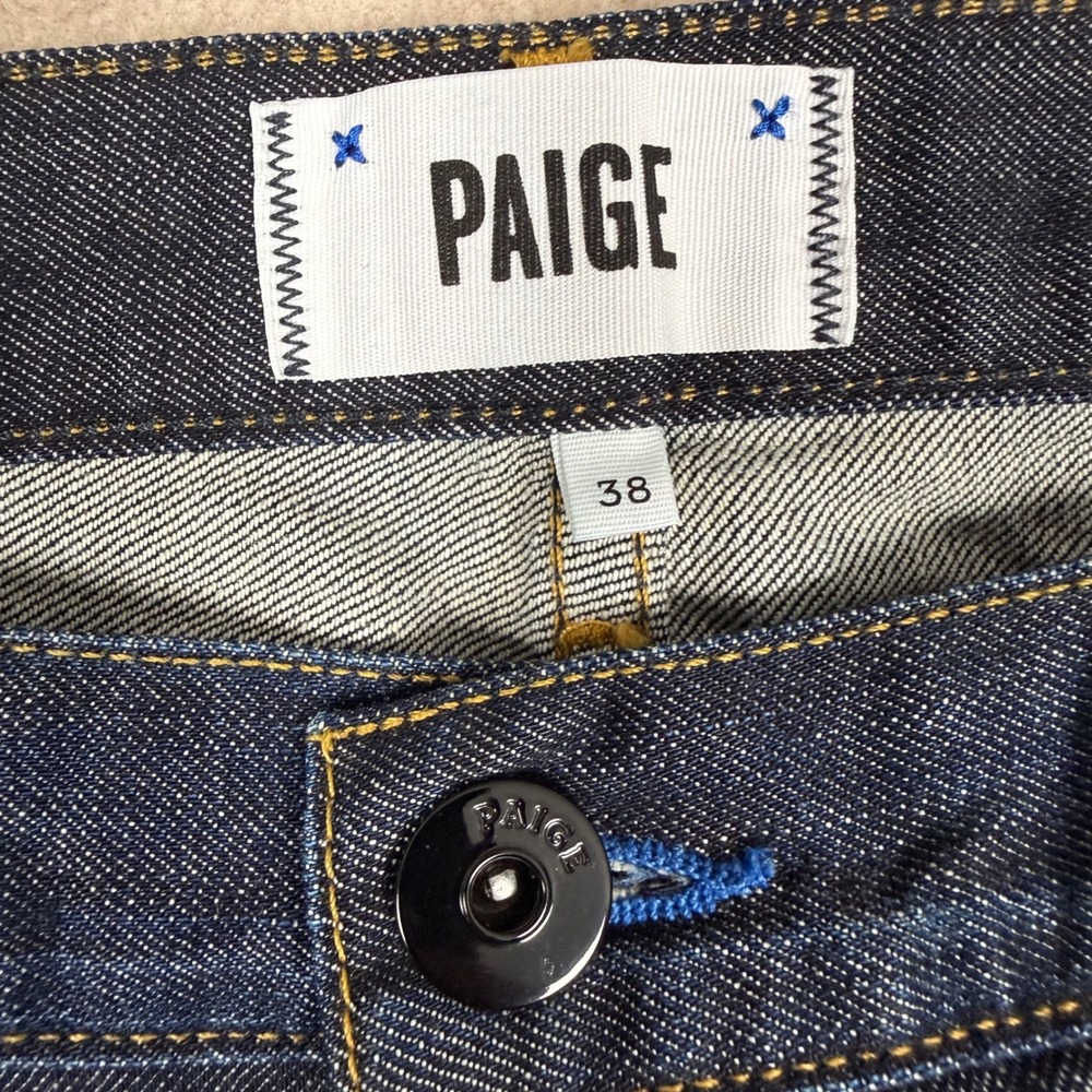 Paige Doheny Jeans 38x30 Straight Leg Dark Indigo Blue Denim Classic Rugged - Picture 3 of 12